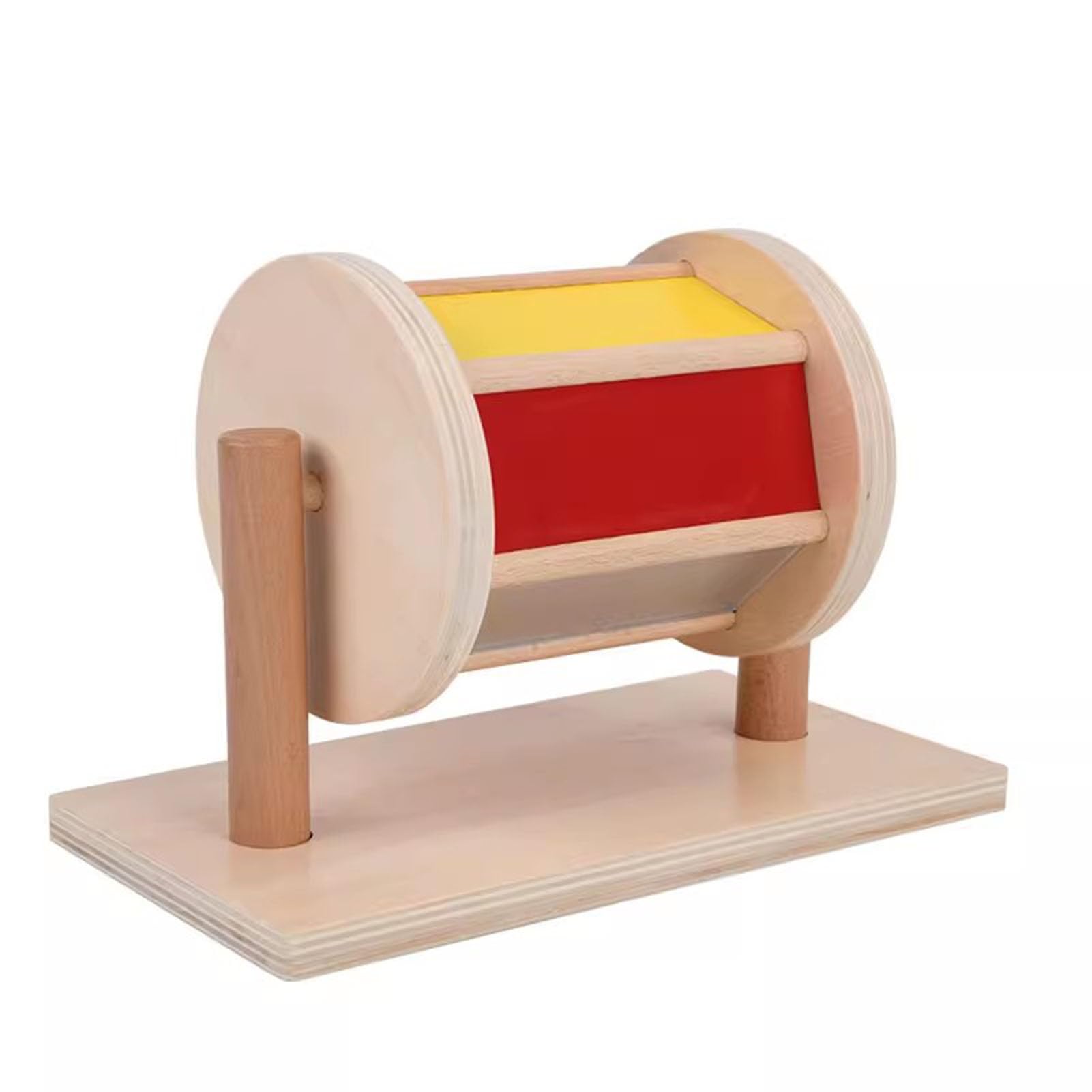 Montessori Sensorische Textiltrommel aus Holz, Lehrmittel, von der Vorschule inspirierte Spinntrommel für Kleinkinder