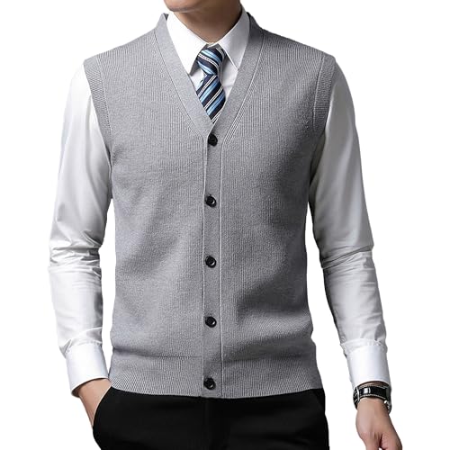 Wool Cardigan Vest for Men Daily Combined Type Single Breasted Tank Top Autumn and Winter Knitted Sweater