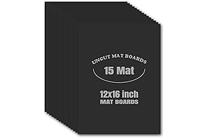 Black 12x16 Uncut Mat Board for Picture Framing: 15-Pack of 1/16" Thick...