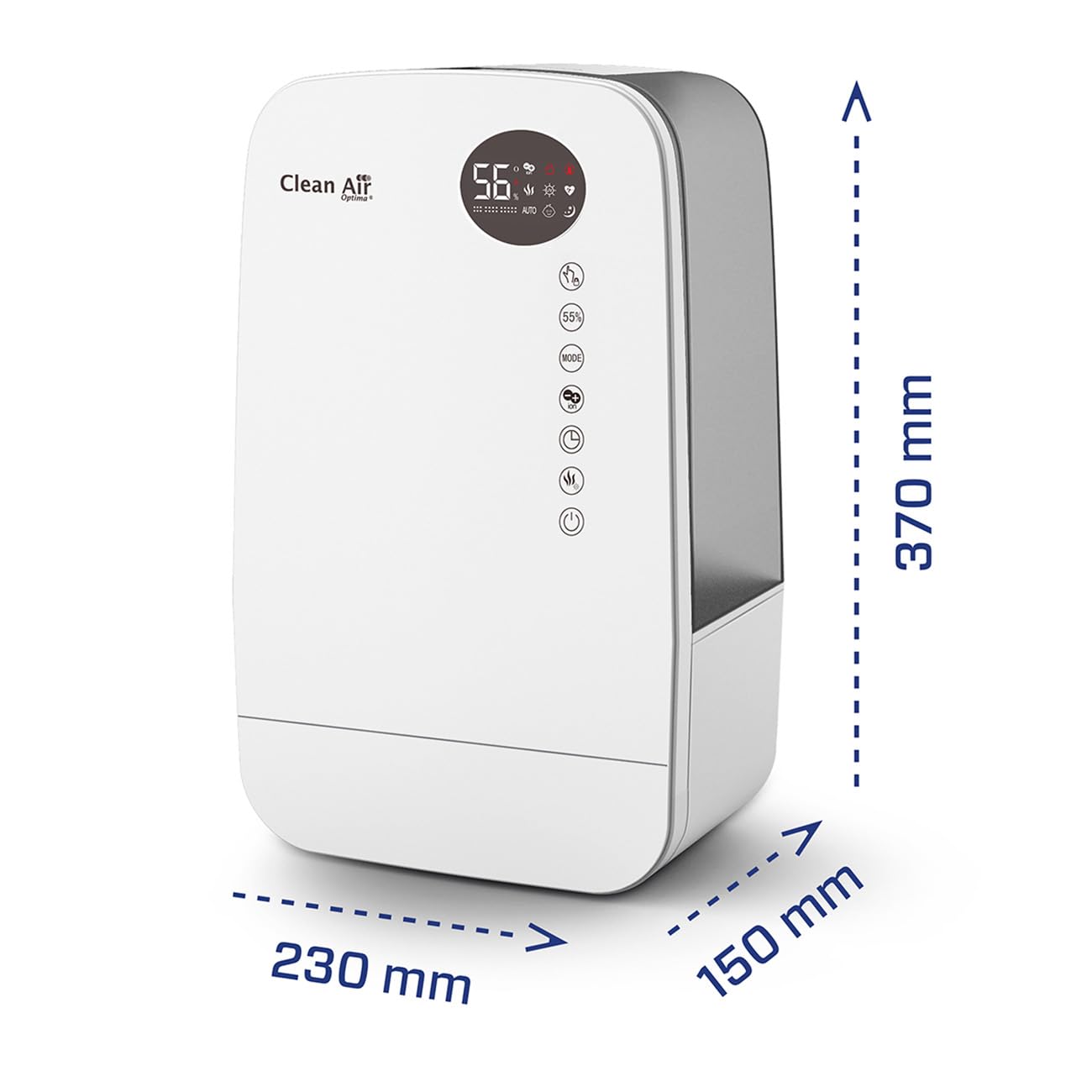Humidificador con ionizador y aromaterapia – Clean Air Optima CA-607W Smart – Humidificación máx. 480 ml/h – Capacidad del depósito de agua 5,5 litros – Adecuado para habitaciones de hasta 65 m²/160