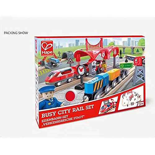 Eisenbahn Set Holz Elemente Zug Auto Bahnübergang Bäume Menschen Holz-Eisenbahn Passend für Kleinkinderspielzeug 3… – Bild 8
