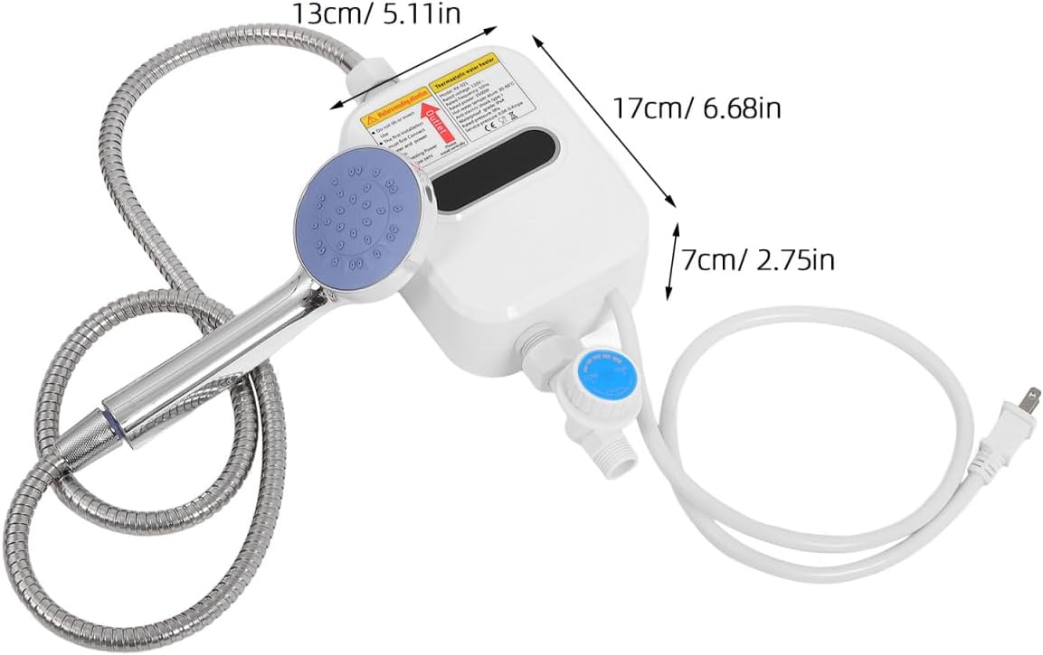 Portable Mini Instant Tankless Electric Water Heater with LCD Display Small Household Constant Temperature Water Heater for Camping Rv Boat Cabins Lightweight and Efficient US Plug