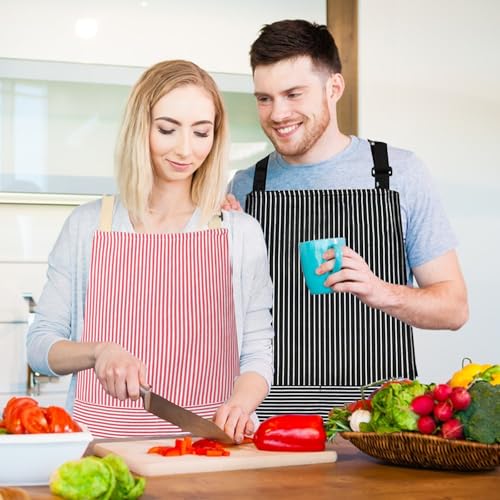 Image of VALOME 2 Pack Kitchen Aprons, Apron for Cooking with 2 Pockets, Unisex Adjustable Neck Strap Chef Aprons for Men Women
