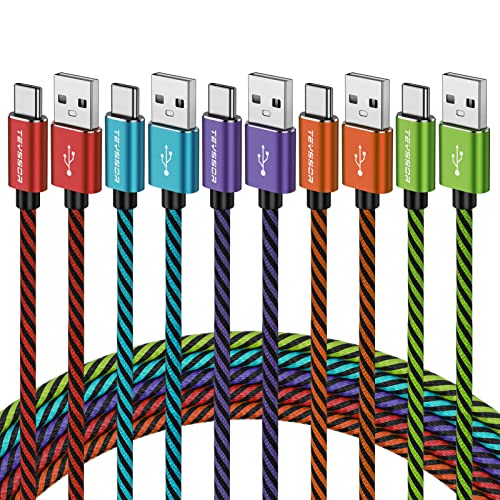 Teyssor Usb C Cable, Nylon Braided Usb A To Type C Charger Cable [10Ft, 5-Pack] Fast Charging Cord Compatible With Samsung Galaxy S10 S9 S8, Note 20 10 9 8, Moto G7 G8 Type C Cable #TOP22
