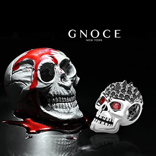 GNOCE Mohawk Skull Bead Charm 925 Sterling Silver"ROCK & ROLL" Punk Style Black plated Charms Fit for Bracelets & Necklaces Jewelry Gift for Women Men