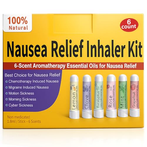 Product Image of the Hion Nausea Relief Inhaler 6 pcs for Motion Sickness and Pregnant Women Morning Sickness, Aromatherapy Natural Essential Oils Inhalers