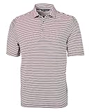 Cutter & Buck Herren Virtue, kurzärmelig, Eco-Piqué, gestreift, recyceltes Poloshirt Polohemd, Bordeaux, X-Groß