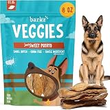 Barkz Veggies Sweet Potato Dog Treats – USA Grown Single Ingredient Dehydrated Slices – Sweet Potato Chews for Dogs with Sensitive Stomachs – Grain Free, No Fillers – 8 oz