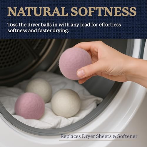 Image of Farberware Wool Dryer Balls, 4-Pack, Reusable | Natural fabric softener for laundry, towels and bedding, leaves clothes soft and fluffy, gentle for sensitive skin and babies