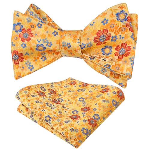 Image of Alizeal Mens 2pcs Floral Self-tied Bow Tie Pocket Square Set