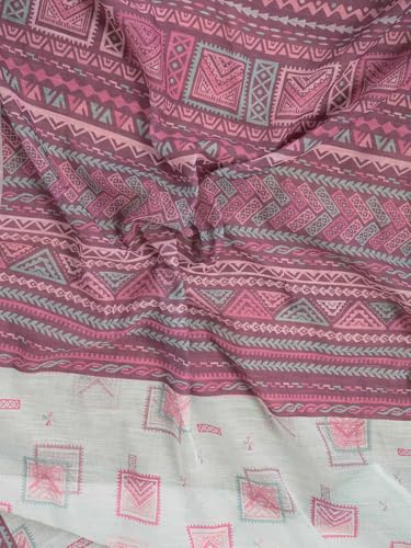 Image of SIRIL Women's Linen Digital Printed Saree With Unstitched Blouse Piece