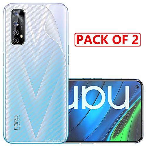 Image of Compatible with (Pack of 2) Oppo Realme Narzo 20 Pro Back Screen Protective Film Carbon Fiber Skin Transparent Screen Guard Sticker