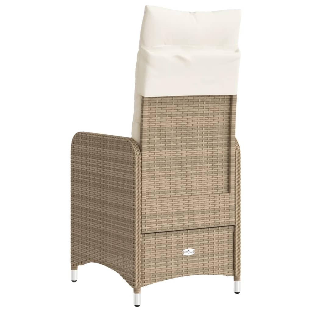 Poltrona da giardino regolabile con cuscino, 2 pezzi, beige, poly rattan, PE intrecciato, rivestimento rimovibile, telaio in acciaio per esterni Relax