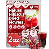 2oz Hibiscus Dried Flowers, 100% Natural, Pure from Hibiscus Flowers. Loose Flower Hibiscus Herbal Tea. Hibiscus Flower Tea. No Sugar, No Caffeine, No Gluten, Vegan.