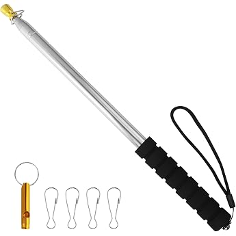 3M Telescopic Flag Pole Handheld Flagpole with Clips Telescopic Rod Flag Pole Extendable for Camping Travel Excursions Competitions Teachers Travel Guide