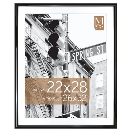 Image of MCS Trendsetter Poster Frame With Mat Option, 26x32 Matted to 22x28, Black | Trendsetter Poster Frame For Photos, 26x32 Inch, Displays 22x28 Inch Matted Or 26x32 Unmatted, Black, 1-Pack