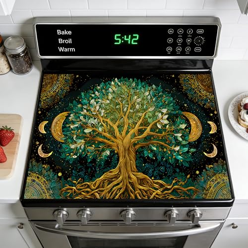 Image of Stove Guard Mat for Electric Stoves -Heat-Resistant Protector, Non-Slip Kitchen Counter Mat Stylish Kitchen Decor (Tree)