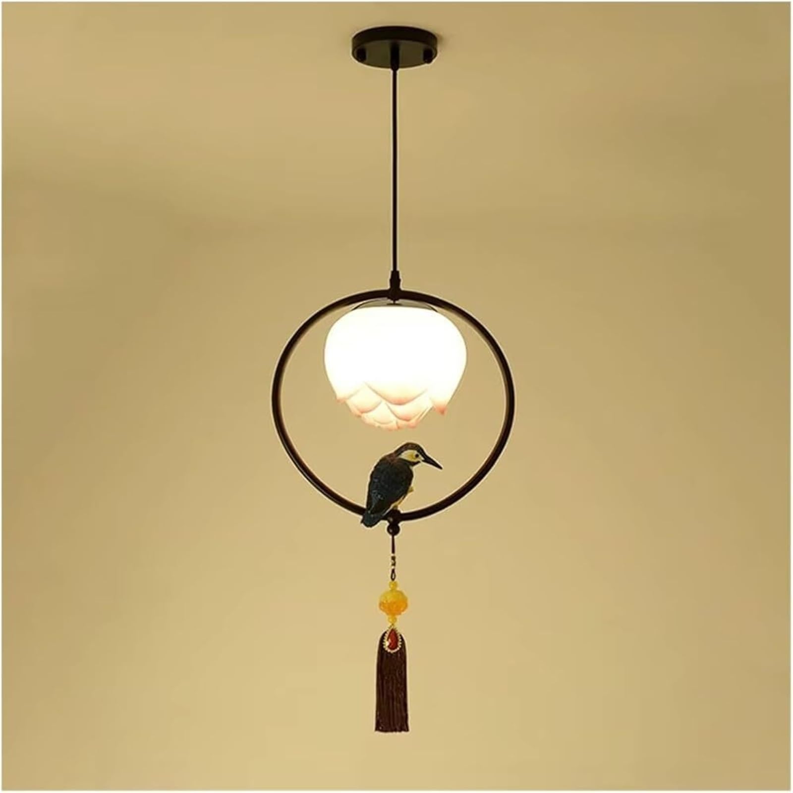 FZQSXAZU Pendant Light Ceiling Shade Chinese Bird Living Room Dining Chandeliers Porch Tea Staircase Restaurant Charming(Black)