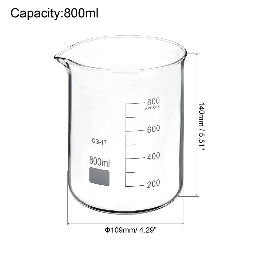 Vaso de precipitados de vidrio borosilicato, 3. Vaso de precipitados vidrio borosilicato forma baja, escala impresa graduada 5 a 2000 ml con pico(600ml)