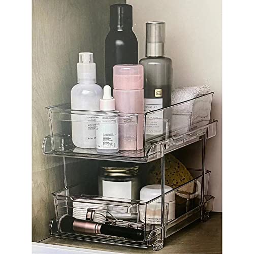 OnDisplay Organizador Acrílico de 2 Niveles para Cosméticos/Baño/Despensa/Refrigerador con Divisiones - Bandeja Organizadora para Encimera de Baño, Bajo Fregadero, Interior de Armario, Cocina miniatura 6
