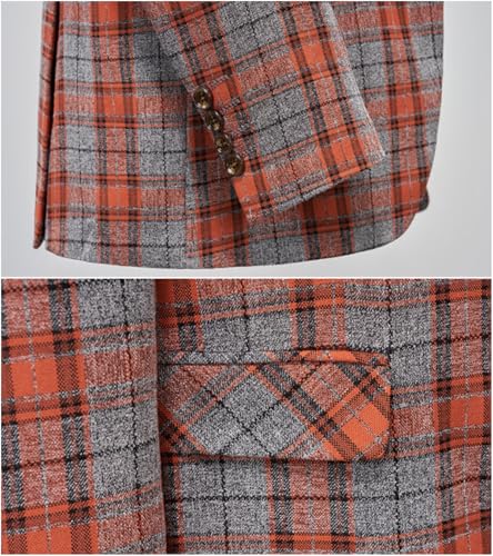 Men's Plaid Suit Blazer Slim Fit Dress Jackets 2 Buttons Casual Checkered Wedding Tuxedo Sports Coat for Prom Party JJK0264