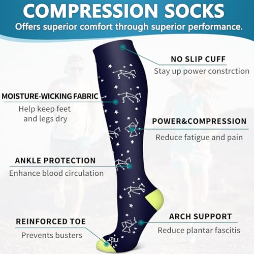 Image of 6 Pack Copper Compression Socks for Women and Men Circulation-Best Support for Medical,Running,Nursing,Athletic