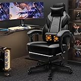 Shintenchi Gaming Chair,Video Game Chair with footrest and Massage Lumbar Support,Height Adjustable Game Chair with 360°Swivel Seat Ergonomic Computer Chair with Headrest for Office or Gaming(Grey)