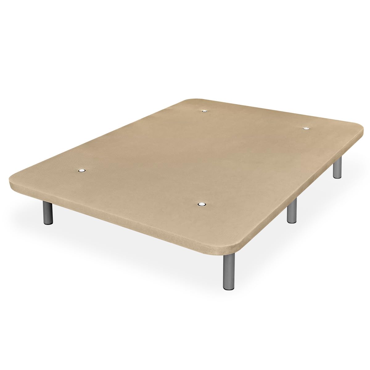 Somnia Descanso - Base Tapizada 3D Extra Resistente con Gran Estabilidad y 5 Barras Transversales + 6 Patas metálicas roscadas de 25cm, 90 x 190, Beige