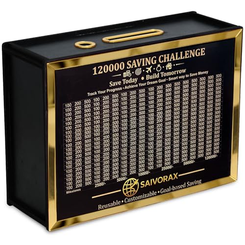 Image of Premium 1.2 Lakh Money Saving Box for Adults & Kids - Wooden Money Box (Gullak) Saving Challenge with Tracker & Marker | Reusable Money Bank Piggy Bank for Cash Savings