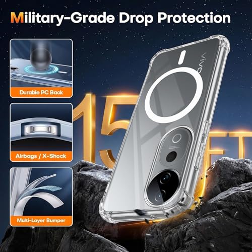 Image of Jkobi Shockproof Crystal-Clear Back Cover for Vivo T3 Ultra (Magsafe Wireless Support | Drop & Camera Protection | Hard Polycarbonate)
