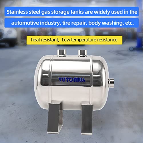 Image of 1 /4 inch NPT Air Compressors 1 Gallon Stainless Steel Portable Air Compressor Max 180PSI Air Reservoir Water Storage Tank for Truck, Car, Air Horn, Inflating Tires, Air Ride