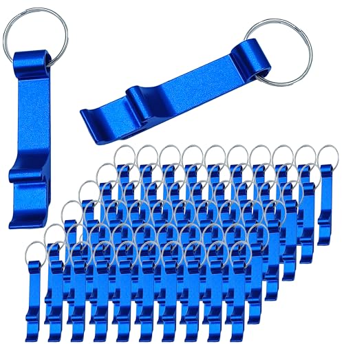 MTOMDY 50 Pcs Bottle opener Keychain Bulk Soda Beverage Beer Bottle Opener Keychain Bottle Openers Aluminum Beer Bottle Opener Claw Beverage Keychain Ring for Kitchen Wedding Bar Party(blue)