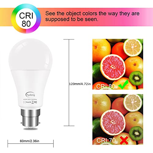 Colour Changing Bulb B22 10W Dimmable, RGBW LED Light Bulbs Mood Lighting with 21key Remote Control,Dual Memory Function,12 Color Choices for Home Dec - Image 6