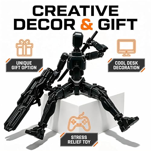 Image of T13 Action Figure,Lucky Robot 13 Action Figure,3D Desk Decor (3PCS) | Titan 13 Action Figure for Creative Photography,Home Office Display,Gaming Setup,Photo Props,Birthday Gifts and Shelf Decor