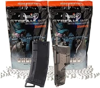 Lancer Tactical Airsoft BBS Magazine Pack 0.25g 8000 Rounds Competition Grade BB Pellet with 130 Round Airsoft M4 High Speed Mid-Cap Magazine & 180 Round Speed Loader