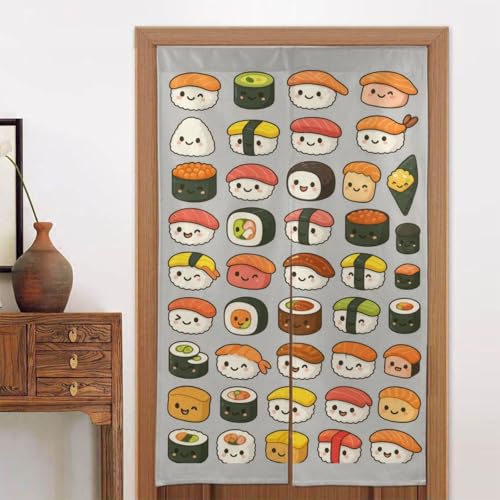 のれん 猫 おにぎり かわいい 暖簾 おしゃれ カーテン 間仕切り 目隠し 遮光 リビング キッチン 玄関 階段 洗濯可 麻風 通気性 冷暖房対策 143×86cm