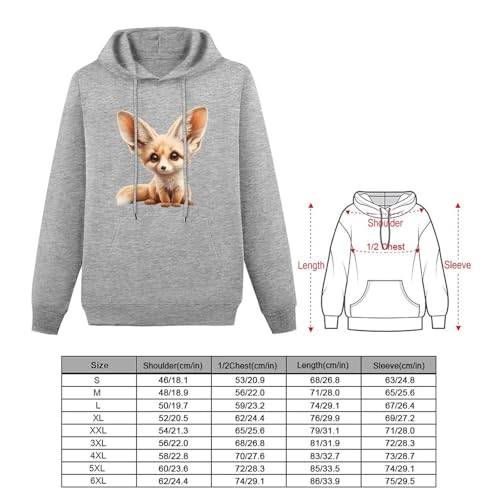 Cute Fennec Fox Unisex Casual Hoodies Long Sleeve Lightweight Pullover Tops Loose Sweatshirt with Pocket2