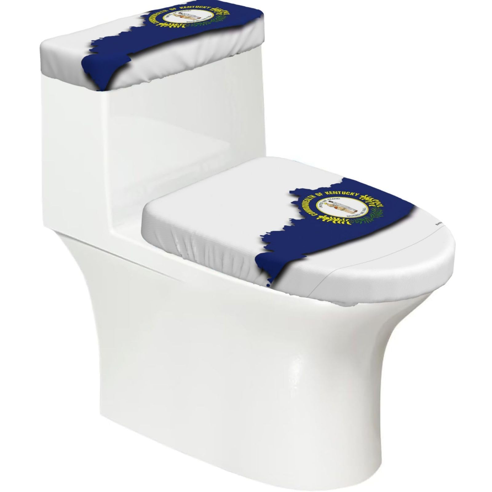 Kentucky State Flag Map Print 2-Piece Stretch Toilet Cover Set, Elastic Breathable Toilet Seat and Tank Lid Protector