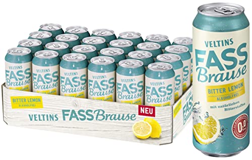 VELTINS Fassbrause Bitter Lemon Alkoholfrei, EINWEG (24 x 0.5 l Dose)