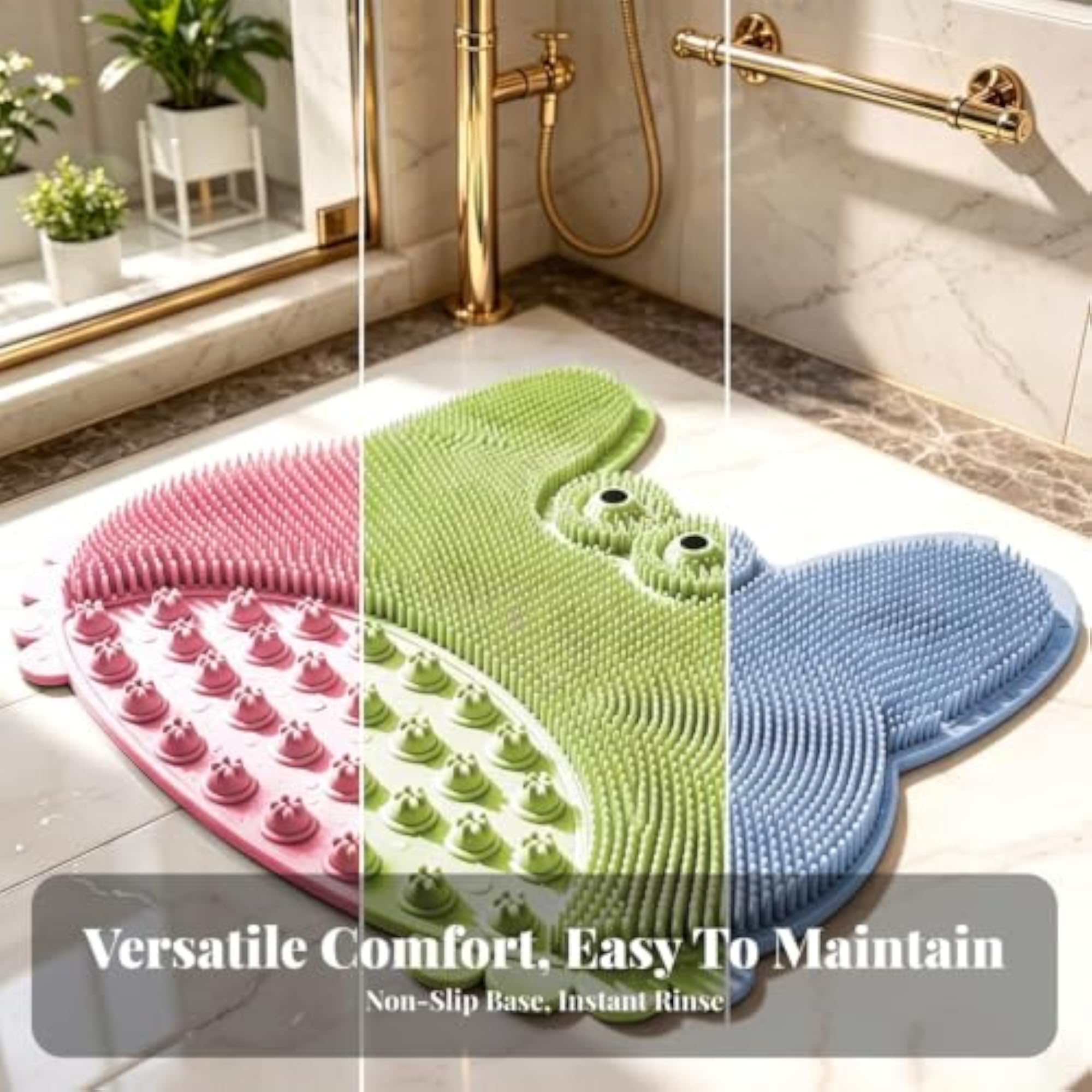 Non-Slip Shower Foot Scrubber Mat with Suction Cups
