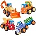 Play Pride Fricción Powered Construcción Juguete Conjunto de 4, Juguetes Educativos para Niños Pequeños y Preescolares Juguetes para Vehículos con Mezclador de Cemento y Bulldozer de Tractor