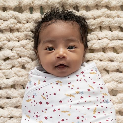 Image of aden + anais Essentials Easy Swaddle Wrap Quick Change with Bottom Zipper, Snug Cotton Knit Baby Wrap Swaddle Blanket for Newborns, TOG 1.0, 3-Pack, Harry Potter, 0-3 Months, Small /Medium