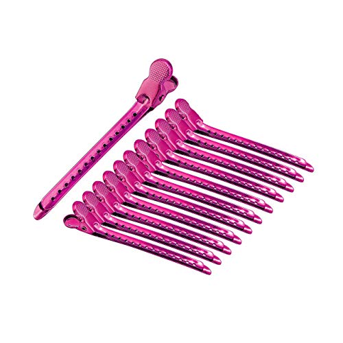 Hair Clips | 12 Pieces Hair Clips For Styling And Sectioning | Professional Hair Clips For Women Thick and Thin Hair (12Pack), Stainless Steel (Magenta)