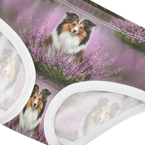 Girls Underwear Toddlers 2t Cotton Little Girl Panties Artistic Kids Briefs Undies Cute Sheepdogs Purple Flowers4