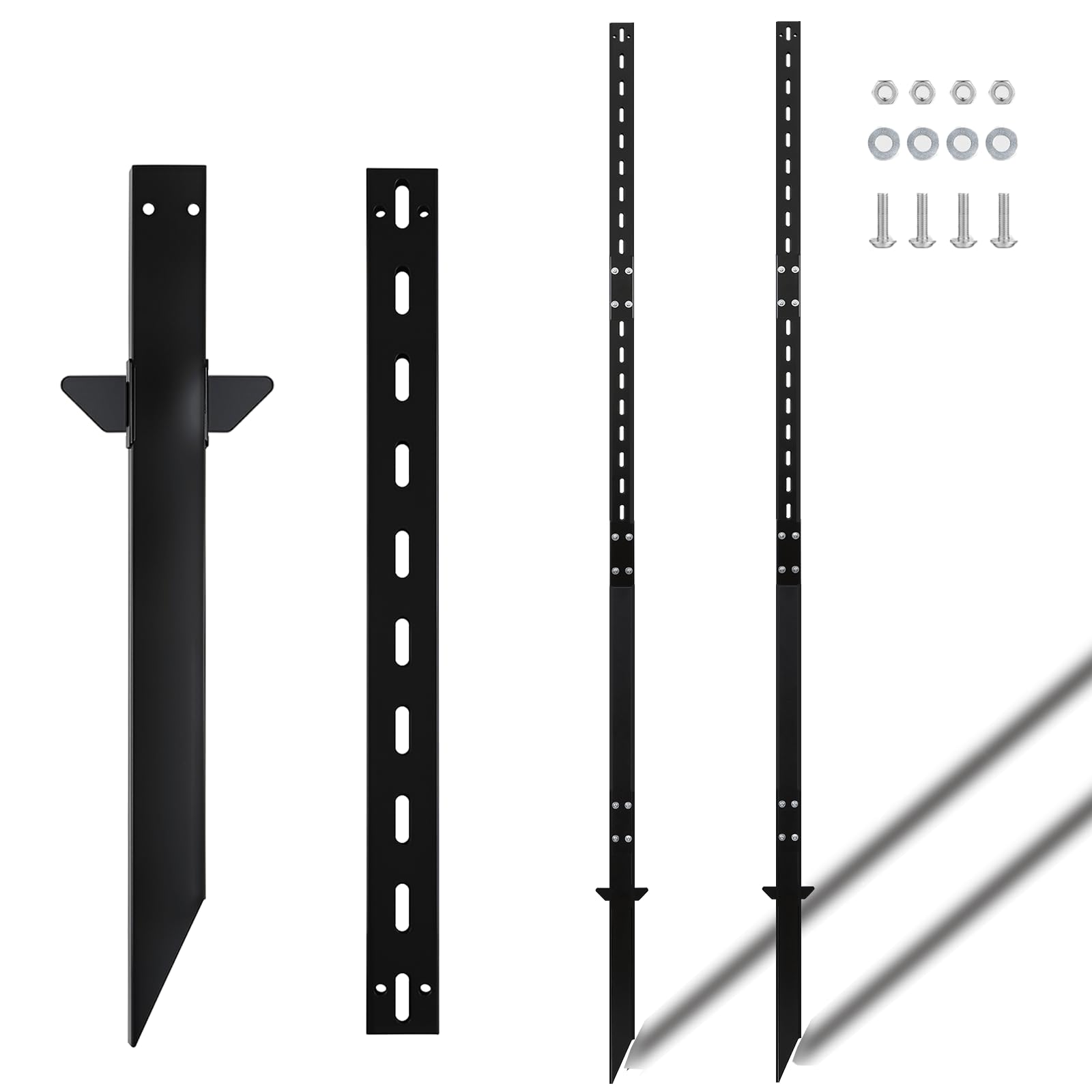 Photo 1 of 2 Pcs 8' Sign Post, Heavy Duty Sign Stake, 96 inch Metal Holder with Holes for Signs(20"-45"), Baked Enamel Steel Real Estate Pole for Sale Signs, Outside, Yard, Road, Parking(Black)