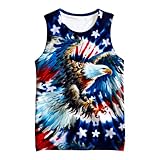 Kids Red Blue White Eagle Tie Dye Tank Tops Shirt for 5-6 Years Boys Girls July 4th Patriot Undershirt America Flag US Youth Shirts Outfit Tee
