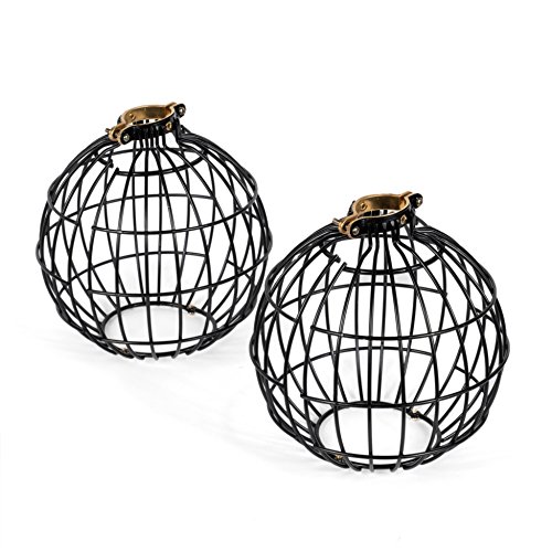 Rustic State Vintage Design Metal Light Cage Guard – Decorative Lamp Shade Black Set of 2Rustic State Vintage Design Metal Light Cage Guard – Decorative Lamp Shade Black Set of 2 (Globe)