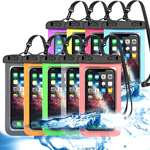 9 Pack Universal Waterproof Phone Pouch, Large Phone Dry Bag Waterproof Case for Apple iPhone 13 12 11 Pro Max XS Max XR X 8 7 6 Plus SE, Samsung S21 S20 S10,Note,Up to 6.7
