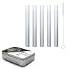 5 Piece Glass Tubes with Brush 4 inch 12mm OD 2mm Thick Wall Tubing Borosilicate Blowing Tubes Clear Tubes for Lab