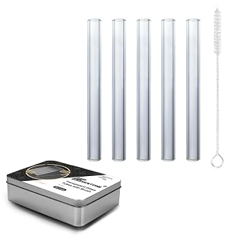 5pcs a set Metal Gift Box with Cleaning Brush Inisde 4.72 inch 12mm OD 2mm Thick Borosilicate Glass Tube, Great Gift Set for Choice.